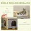 PawHut Cama para Gatos de Madera Cueva para Gatos Casa para Gatos de Interior con 2 Cojines y Cubierta de Tela Oxford Extraíble 48x38x47 cm Natural, , large indicador imagen numero 5