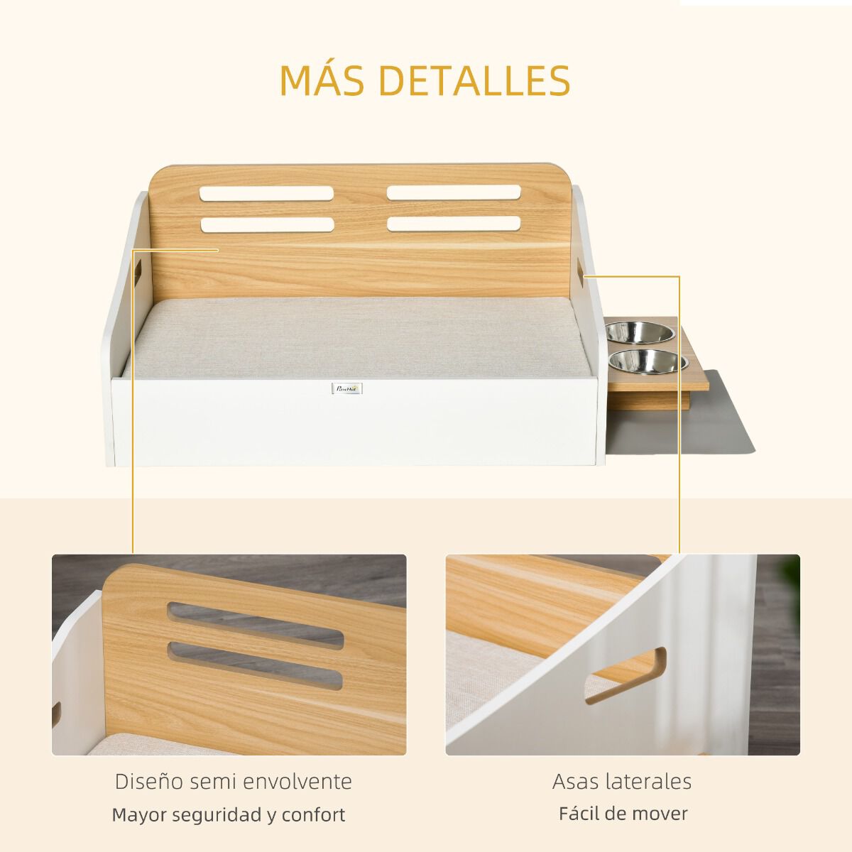 PawHut Cama de Madera para Perros Gatos, , large Imagen numero 4