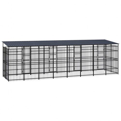 Vidaxl perrera con puerta de bisagras para perros, , large Imagen numero 13