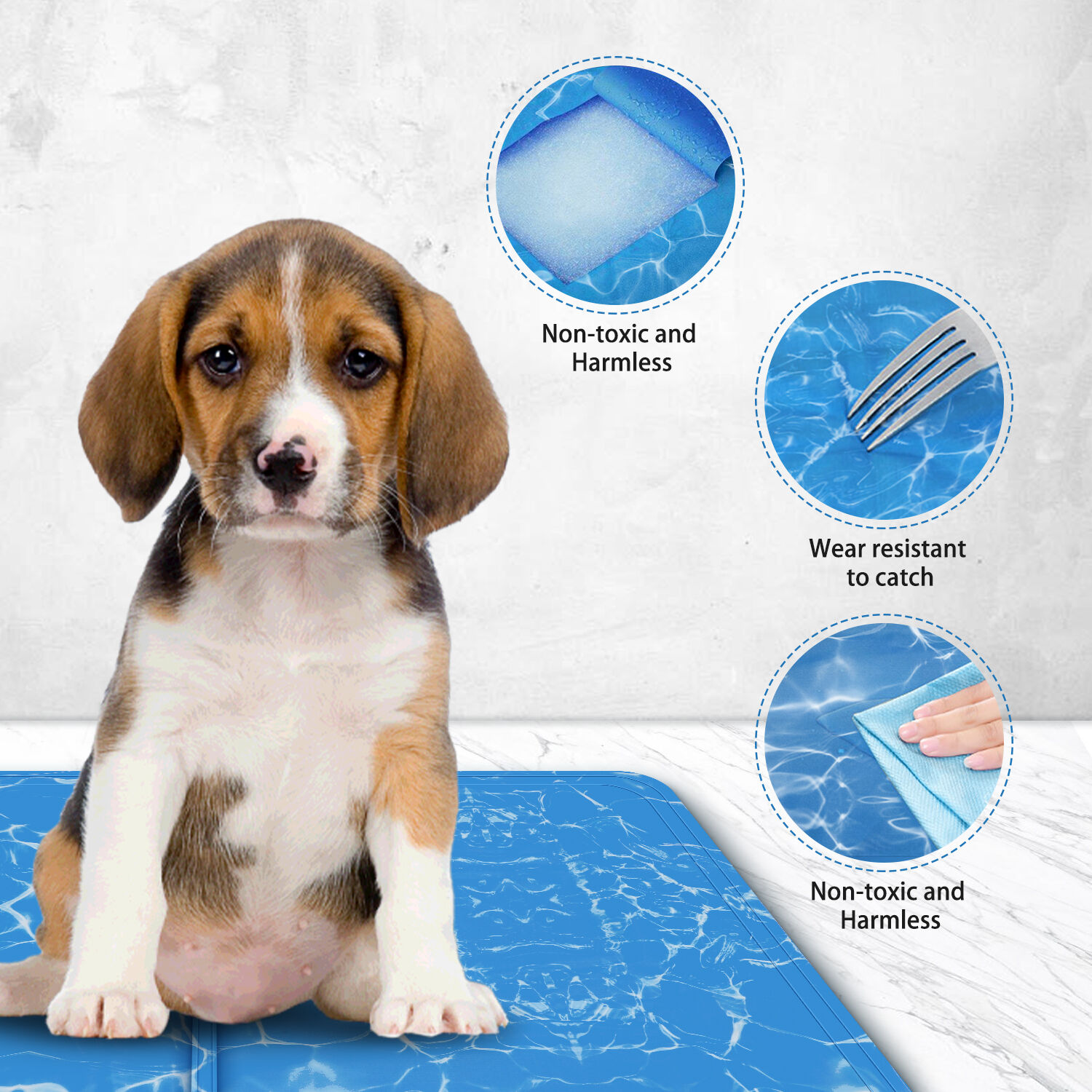 Nobleza - Alfombrilla refrescante para mascotas grandes. Auto refrigerante No t&oacute;xico. Ideal para para perros, gatos en verano. 65 * 50 cm, color azul M, , large Imagen numero 11