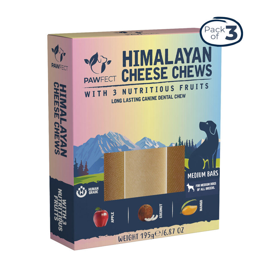 Pawfect Masticables dentales de queso del Himalaya: manzana, coco y mango