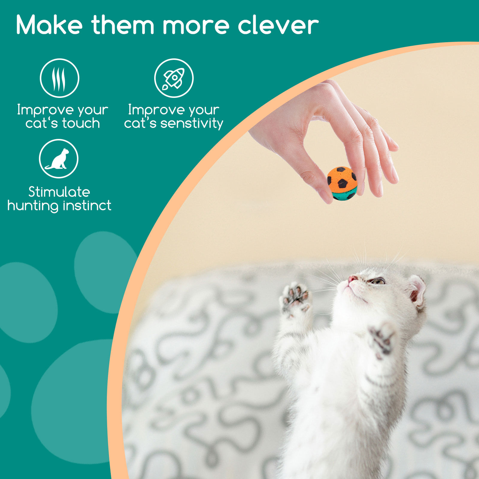 Nobleza - Pelota de Espuma para Gatos 8PCS,Pelotas de F&uacute;tbol para Gatos, Bolas de Juguete para Gatos,Juguetes de Interior y Exterior,Juguetes Interactivos para Gatos, , large Imagen numero 5