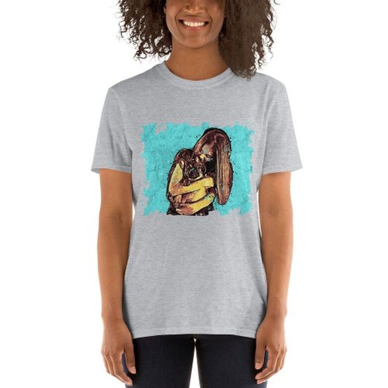 Mascochula camiseta mujer graffiti personalizada con tu mascota gris thumbnail