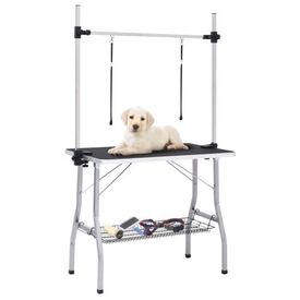 Mesa de aseo para perros color Negro y plateado