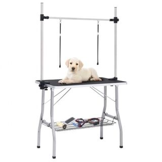 Mesa de aseo para perros color Negro y plateado