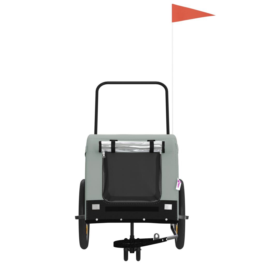 vidaXL Remolque de bicicleta para perros hierro tela Oxford gris negro, , large Imagen numero 12