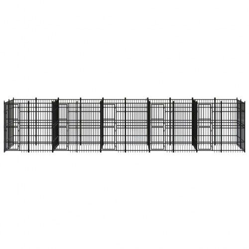 Vidaxl perrera de acero con bisagra y puerta para perros, , large Imagen numero 3