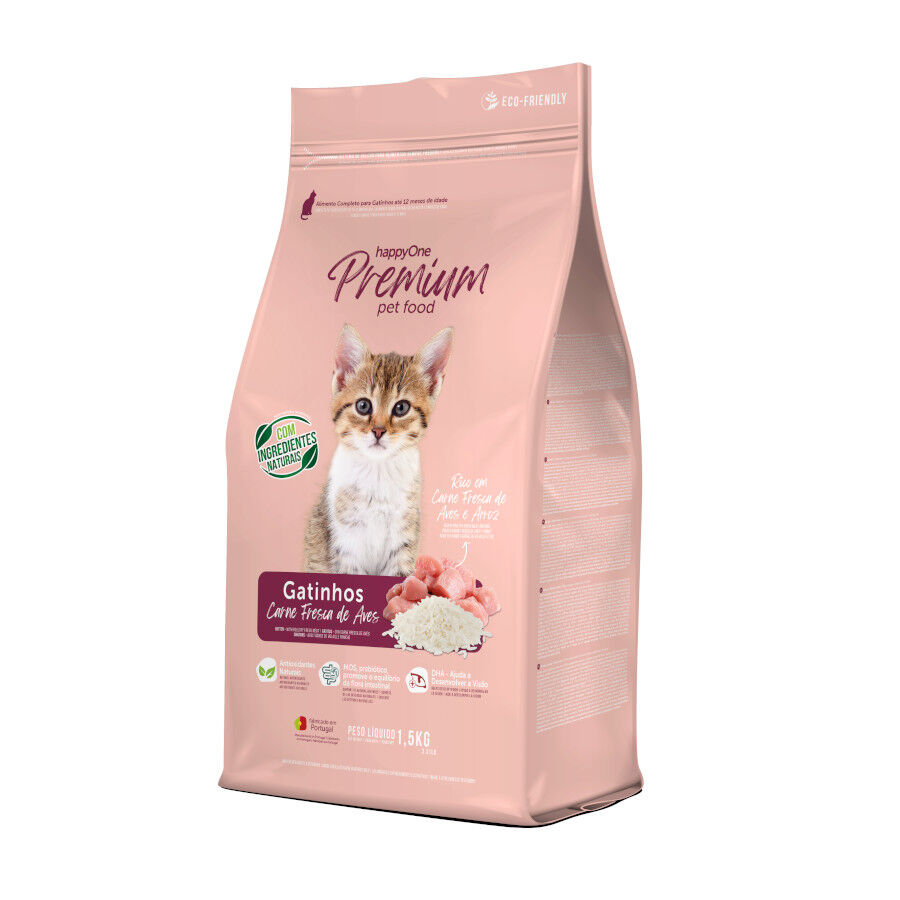 happyOne Premium Gatitos de Carne Fresca de Aves con Arroz pienso para gatito