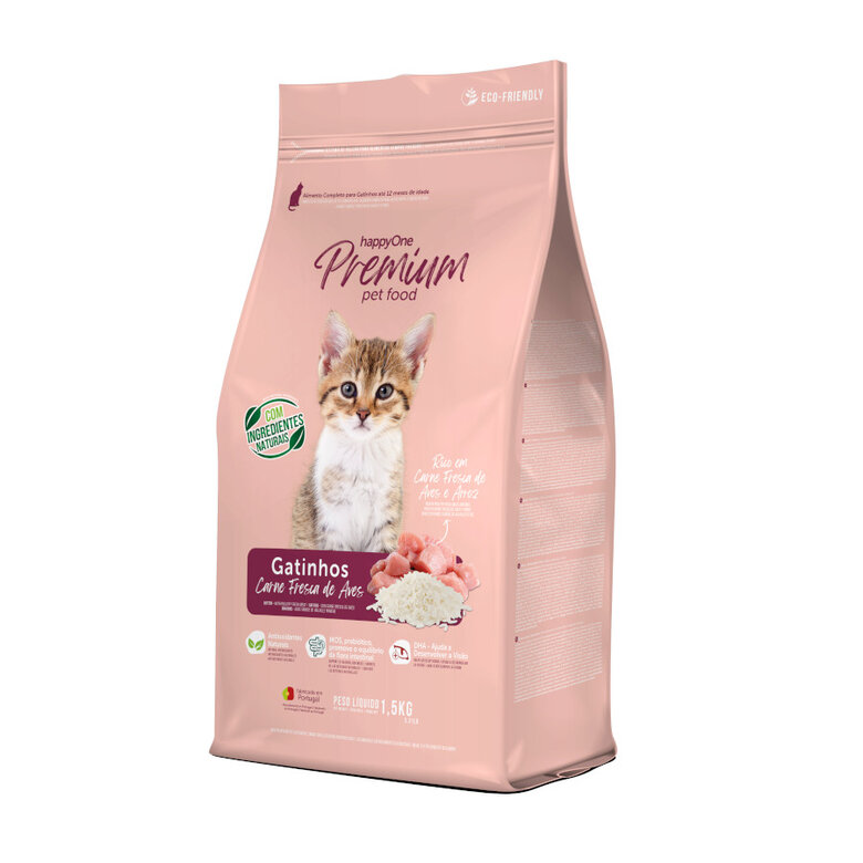happyOne Premium Gatitos de Carne Fresca de Aves con Arroz pienso para gatito