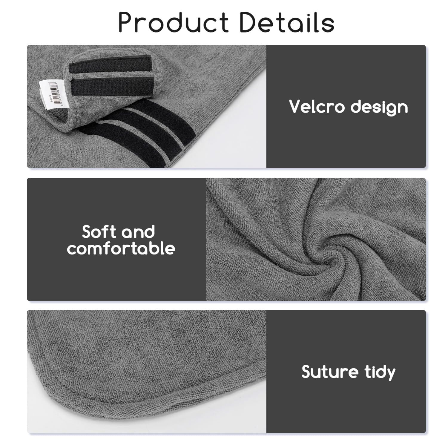 Nobleza Albornoz para Perros con Velcro, Superabsorbente y de Secado r&aacute;pido, Albornoz de Microfibra para Todos los Gatos y Perros, Toalla Suave para Perros (XL Gris), , large Imagen numero 4