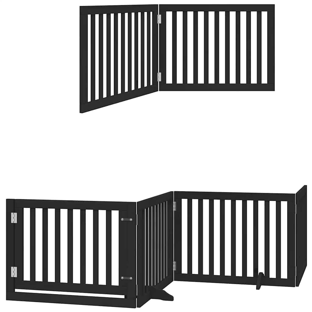vidaXL Puerta para perros plegable 6 paneles madera &aacute;lamo negra 480 cm, , large Imagen numero 9