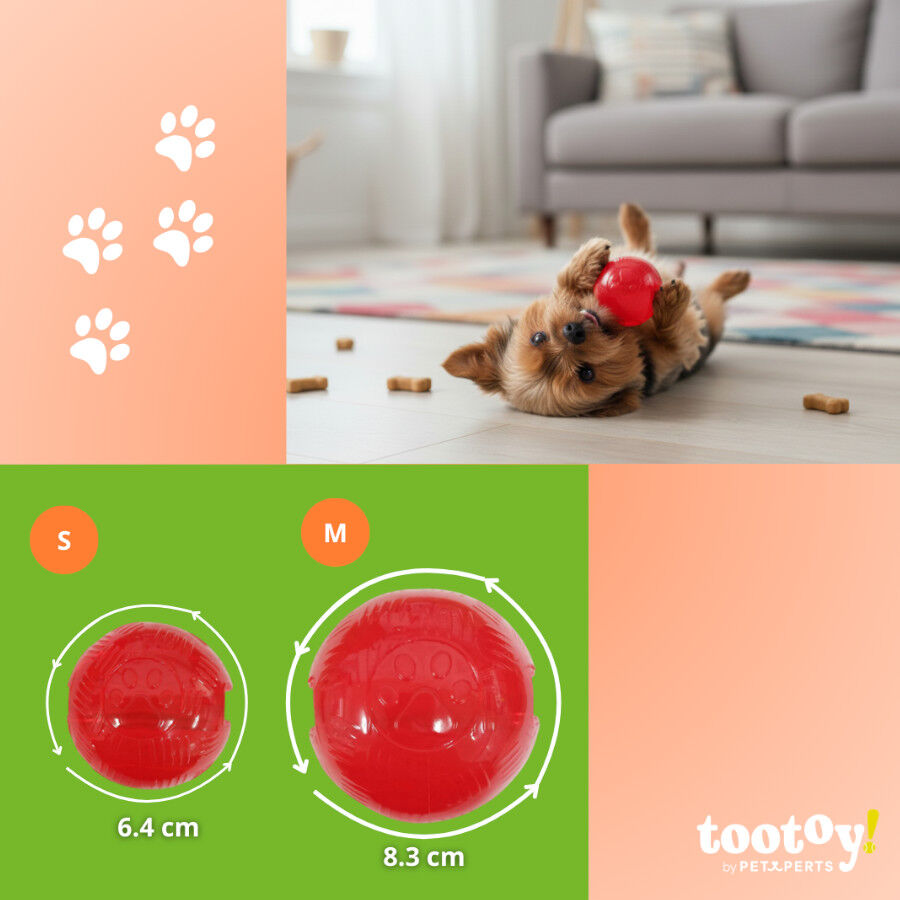 Tootoy! Pelota Toughie Rubber de Goma Roja para perros, , large Imagen numero 6