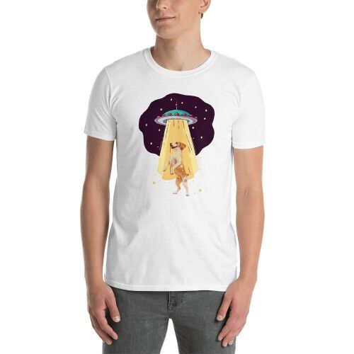 Mascochula camiseta hombre abduction personalizada con tu mascota blanco thumbnail