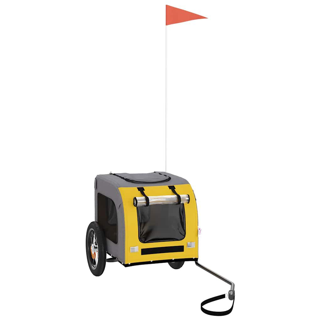 vidaXL Remolque bicicleta para perros hierro tela Oxford amarillo gris, , large Imagen numero 9