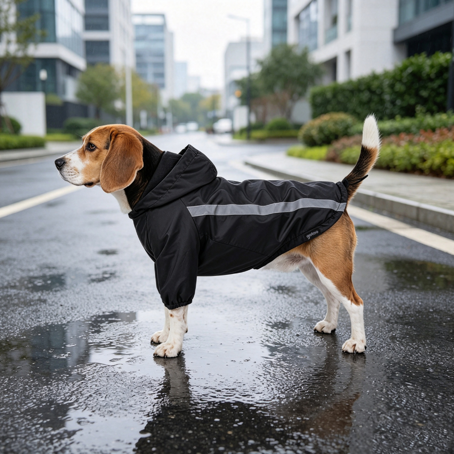 Gotoo Abrigo Impermeable Reflectante Negro para perros, , large Imagen numero 1