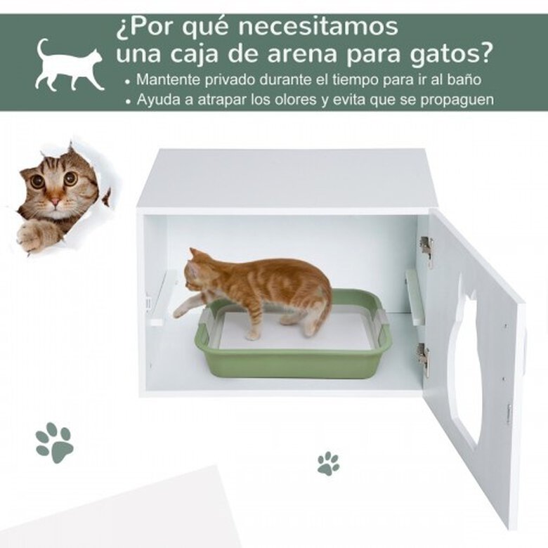 Arenero para gatos PawHut color Blanco Madera, , large image number null