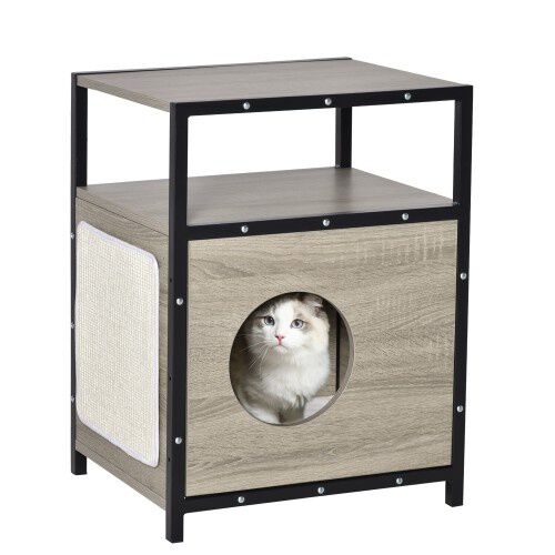Casa para gatos de madera Pawhut color Roble, , large Imagen numero 1