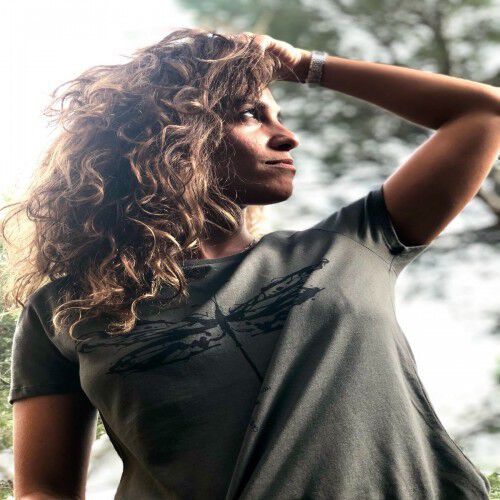 Camiseta manga corta mujer algodón libélula color Blanco thumbnail