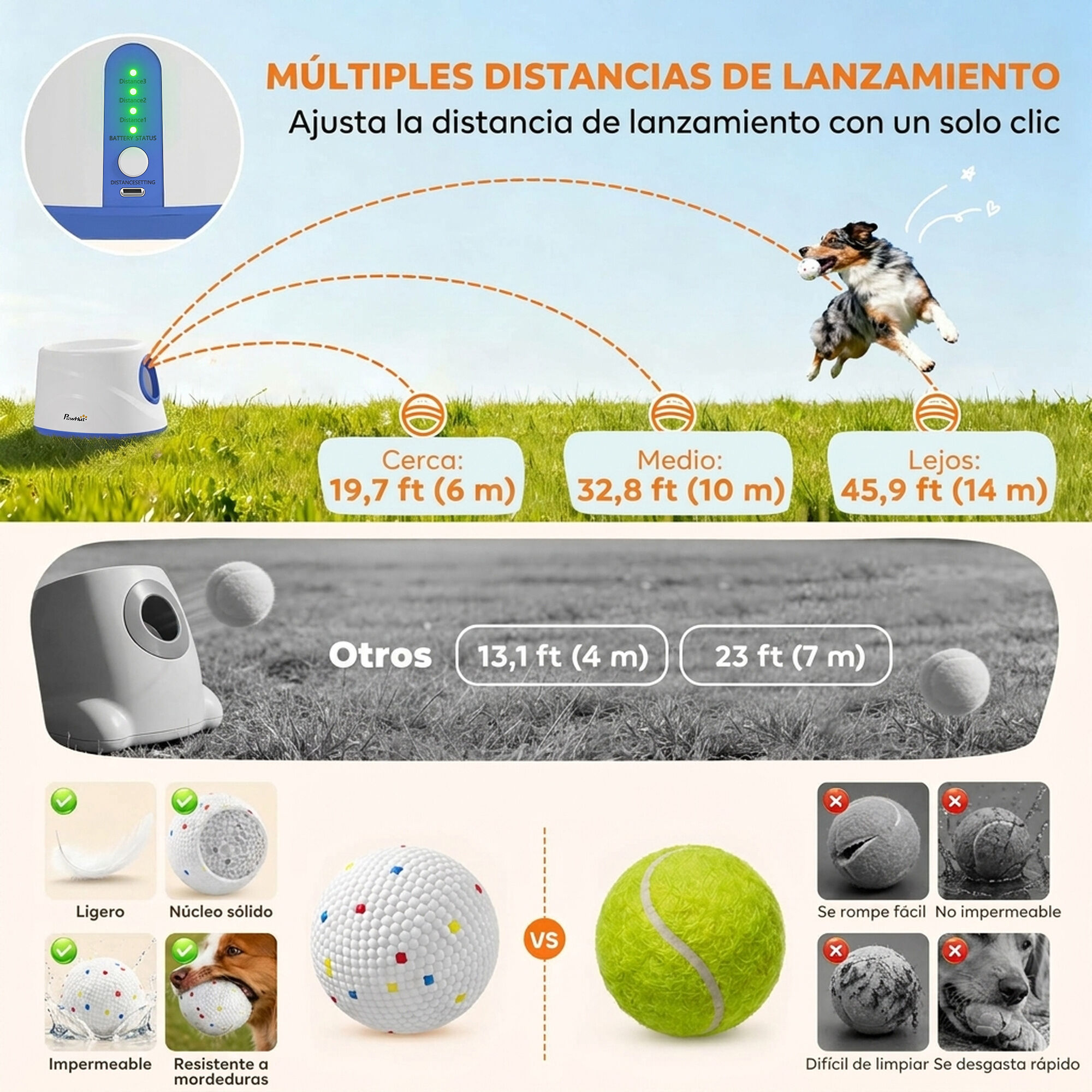 PawHut Lanzador de Pelotas para Perro Azul, , large Imagen numero 5
