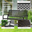 Outsunny Banco de Jardín de Acero Banco Exterior de 2 Plazas con Respaldo Decorativo Estampado para Terraza Balcón Patio Carga 240 kg 127x63x83 cm Negro, , large indicador imagen numero 4
