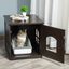 PawHut casa de madera y mueble arenero marr&oacute;n para gatos, , large indicador imagen numero 2