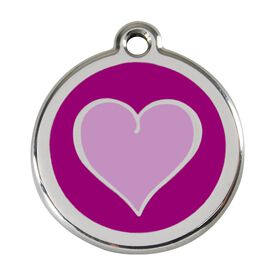 Red dingo Placa identificativa Acero Inoxidable Esmalte Corazón Morado Morado para perros