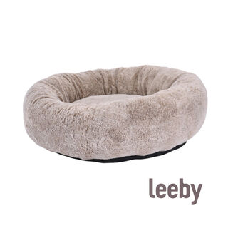 Lebby cama suave redonda beige para perros