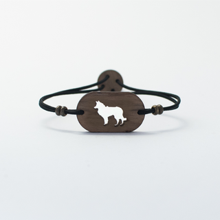 Pulsera de madera Border Collie personalizable color Negro, Pulsera de madera Border Collie personalizable color Negro