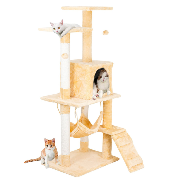 Edipets &aacute;rbol rascador 4 niveles con hamaca beige para gatos, , large Imagen numero 1