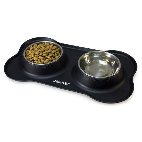 Comedero/Bebedero de acero inoxidable color Negro thumbnail