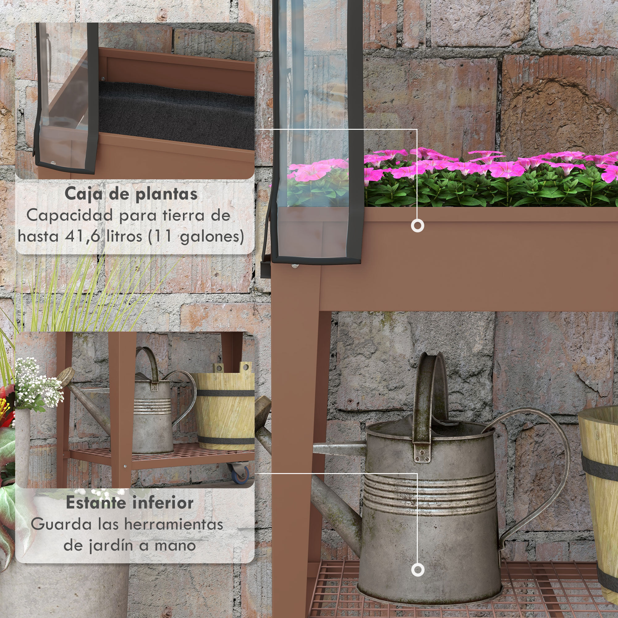 Outsunny Mesa de Cultivo Marr&oacute;n, , large Imagen numero 5