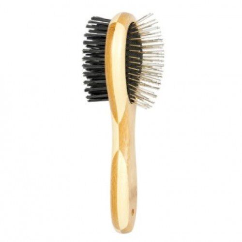 Cepillo de bamboo doble para perros color Marr&oacute;n, , large Imagen numero 1