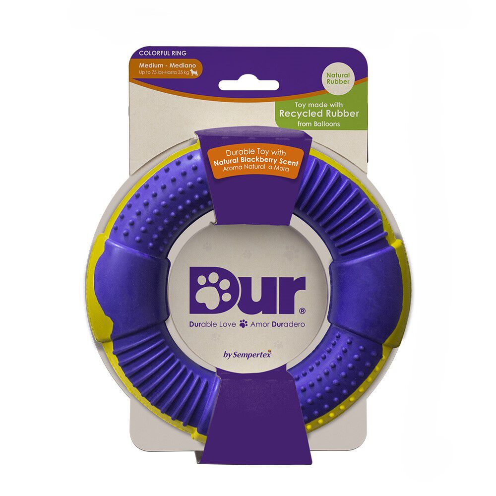 Juguete Aro Mordedor violeta y amarillo con aroma mora 13cm para perros, , large Imagen numero 2