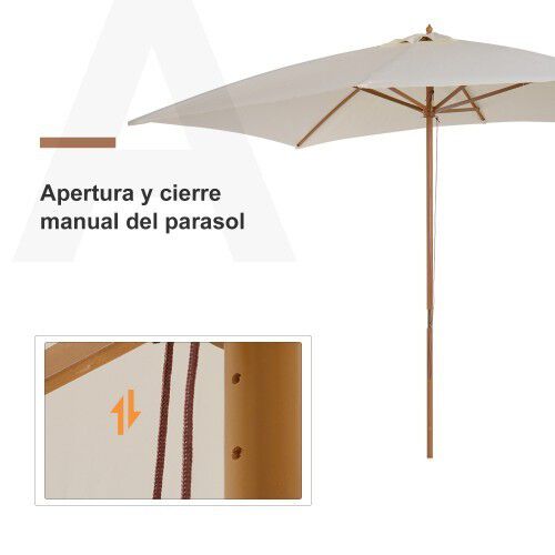 Sombrilla parasol Outsunny para jard&iacute;n color Crema, , large Imagen numero 5
