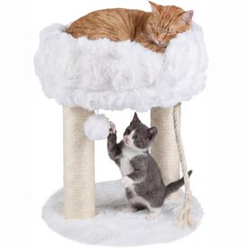 COSTWAY 40 x 40 x 50,5 cm &Aacute;rbol para Gatos Peque&ntilde;o (Blanco) | Torre para Gatos con Plataforma Superior de Felpa, Rascadores de Sisal, Bola Colgante, Torre gato Interior para Mascotas