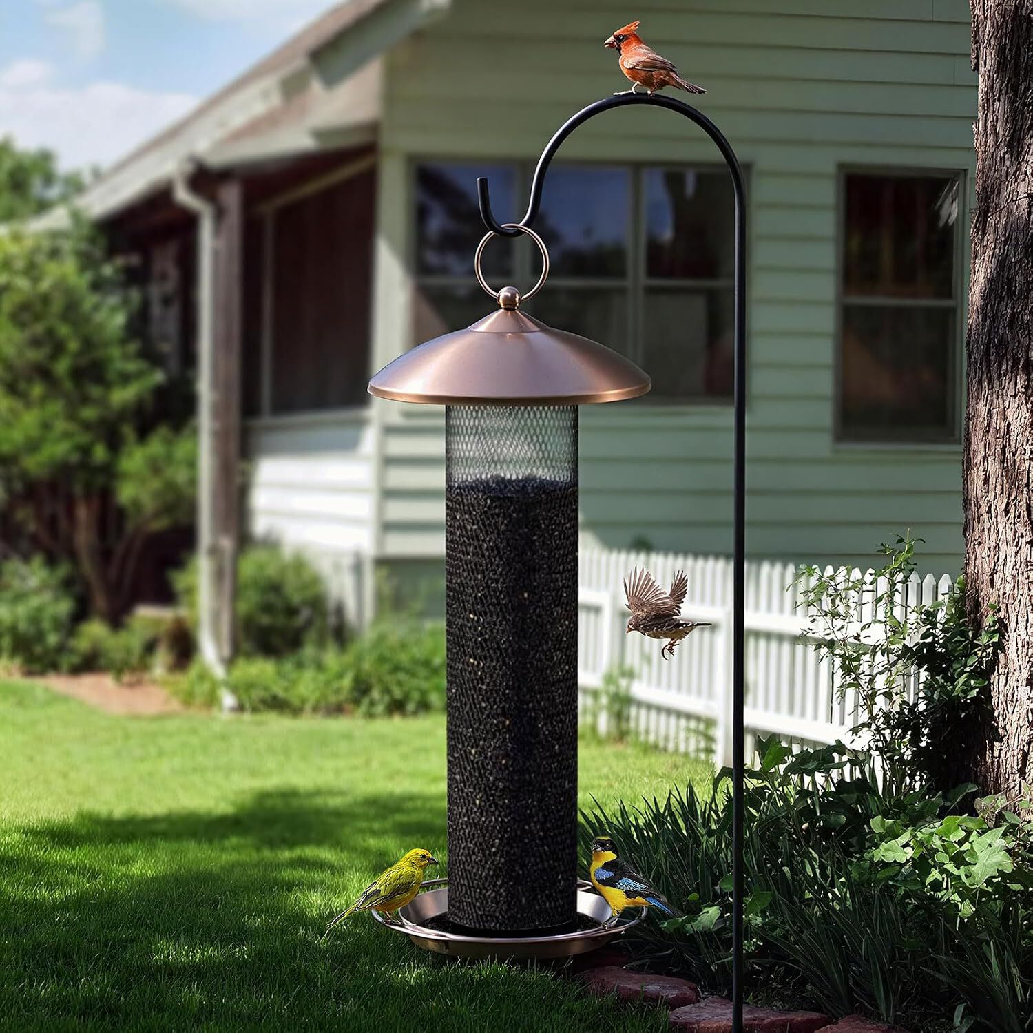 COSTWAY Comedero para P&aacute;jaros de Exterior, Comedero Colgante para P&aacute;jaros Silvestres de Malla de Metal, Alimentador de Semillas para Aves al Aire Libre, Resistente a la Intemperie, Capacidad de 1,6 kg, , large Imagen numero 2