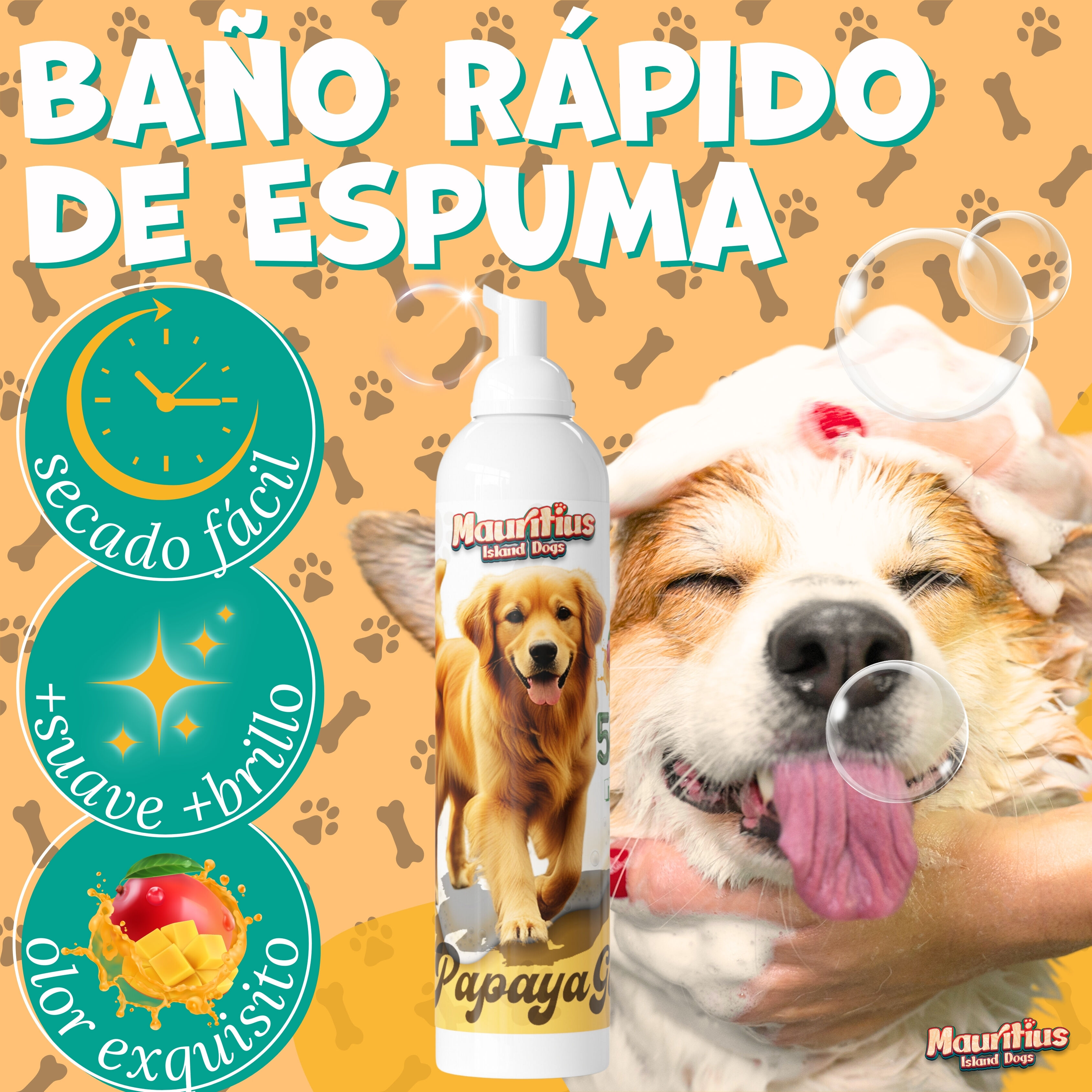 Mauritius Island Champú en Seco Espuma de Mango y Papaya para perros thumbnail