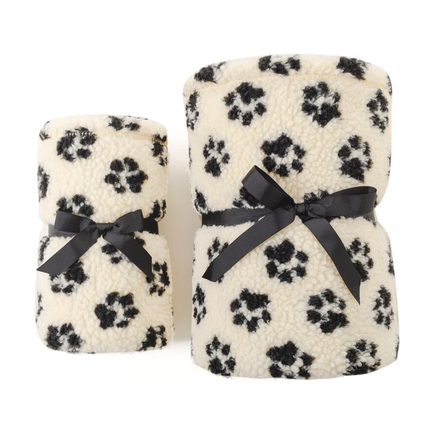 Leeby Manta de Lana con Estampado de Huellas para perros, , large Imagen numero 4