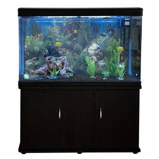 MonsterShop Acuario con Mueble Negro, Accesorios y Grava Negra para peces