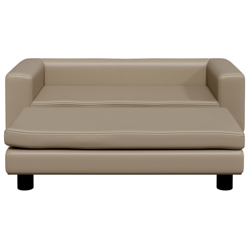 vidaXL Cama de perros extensi&oacute;n cuero sint&eacute;tico capuchino 100x50x30 cm, , large Imagen numero 2