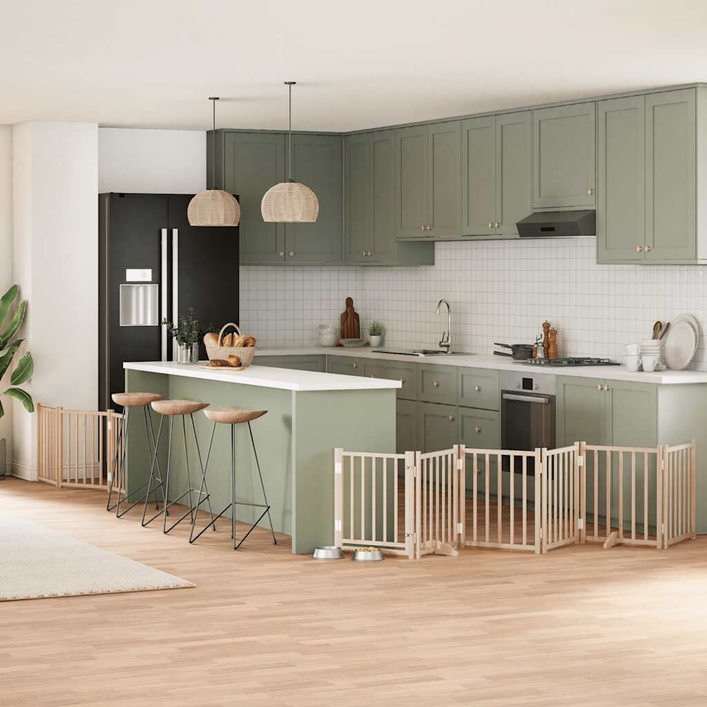 vidaXL Puerta para Perros Plegable Paneles Puerta de Seguridad Madera de &Aacute;lamo, , large Imagen numero 2