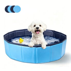 Nobleza Piscina Plegable para Perros 120x30 cm &ndash; Ba&ntilde;era Antideslizante con Paneles de PP R&iacute;gido &ndash; Ideal para Mascotas Medianas &ndash; Azul