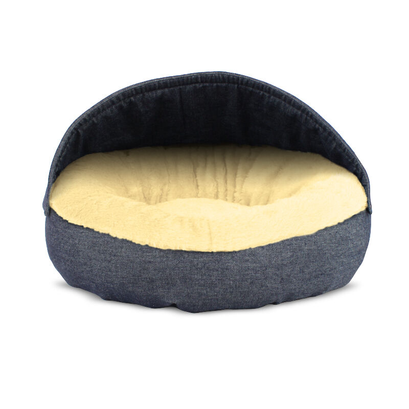 Gauty Cama Redonda para Perros y Gatos  Denim y pelo - Azul y beige, , large Imagen numero 1