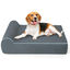 COSTWAY Cama Perro Grande, 100x81x31 cm, Cama Ortop&eacute;dica para Perros con Espuma de Memoria y Reposacabezas, Base Antideslizante, Desenfundable y Lavable, Colchoneta Perro Desmontable, Gris, , large indicador imagen numero 1