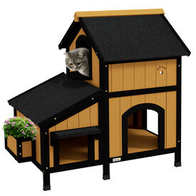 PawHut Casa para Gatos Madera Natural
