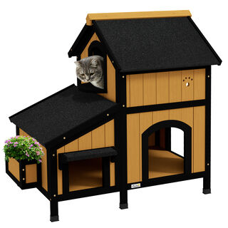 PawHut Casa para Gatos Madera Natural