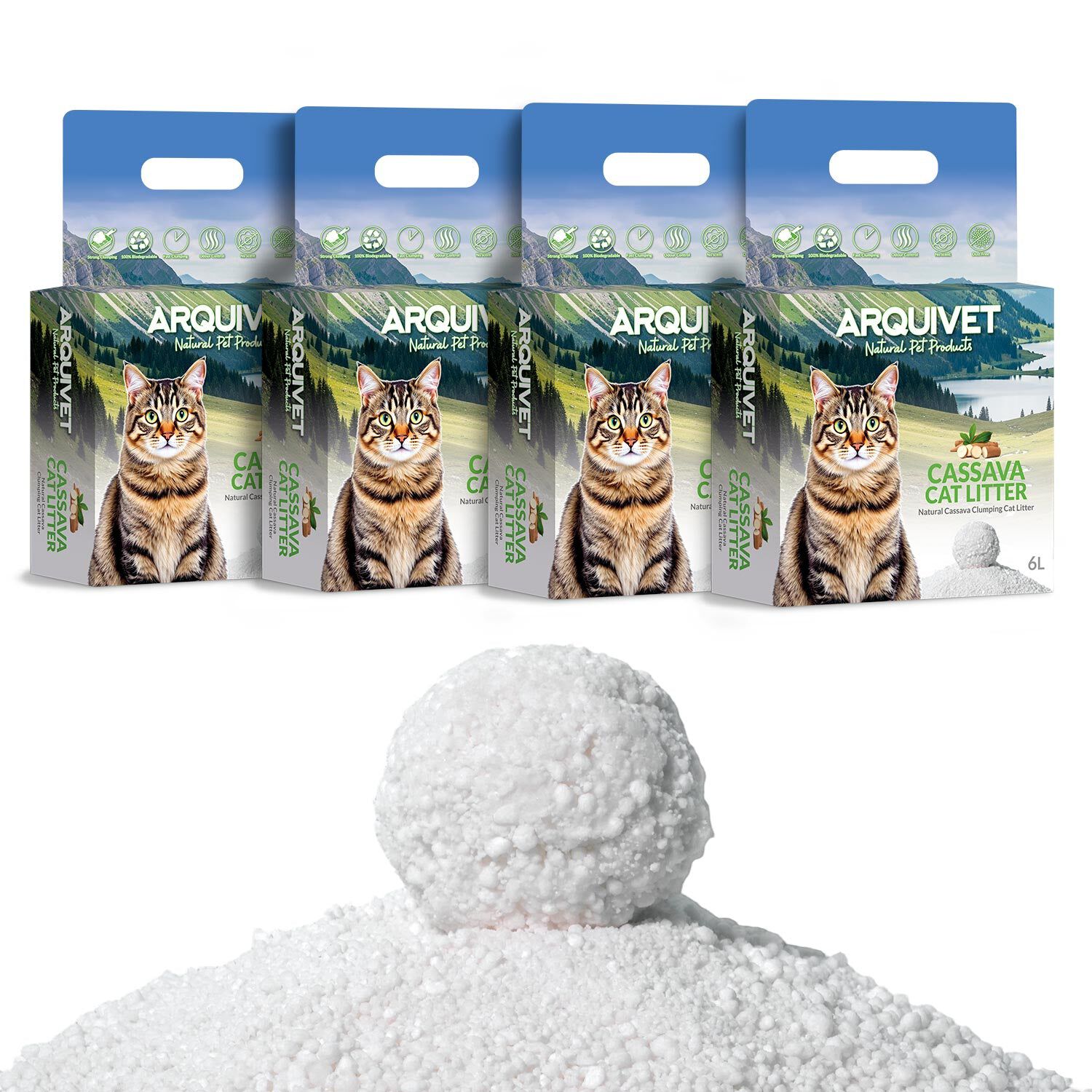 Lecho de CASSAVA para gatos - 6L - Arquivet - Arena aglomerante de Cassava, , large Imagen numero 2