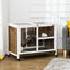 PawHut Conejera de Madera con Ruedas 91,5x53,3x73 cm Jaula para Conejos de 2 Niveles con Techo Abatible Bandeja Extraíble y Rampa Marrón, , large indicador imagen numero 2