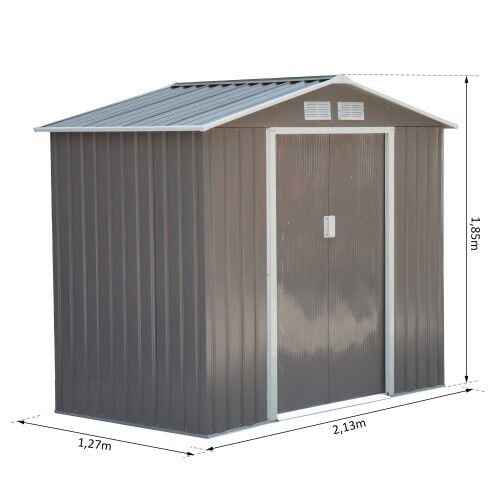 Caseta de jardín metálica Outsunny para almacenamiento color Gris thumbnail
