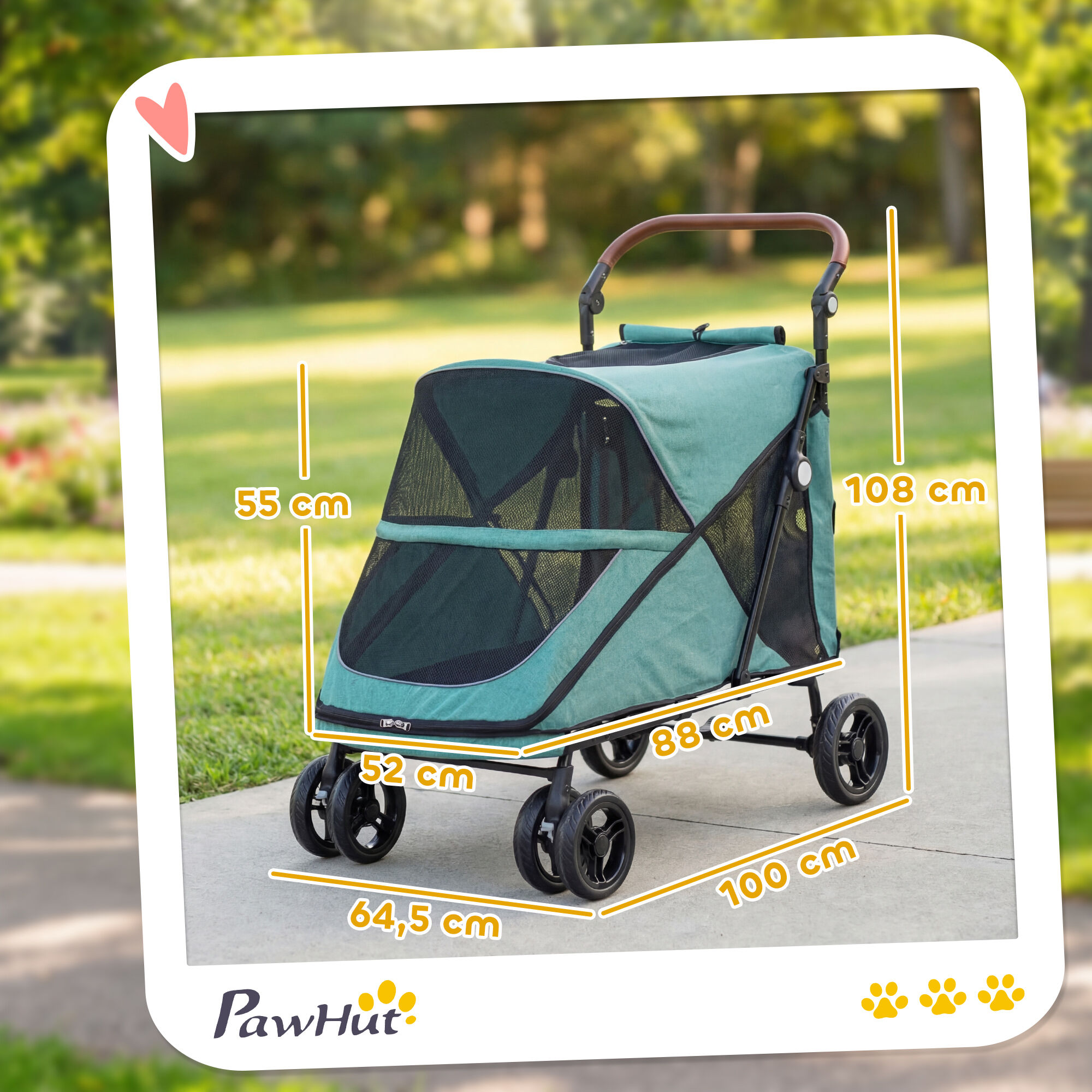 PawHut Carrito para Perros Turquesa, , large Imagen numero 3